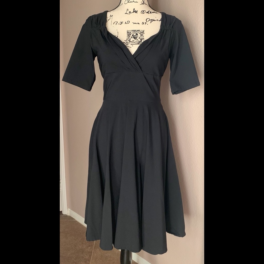 Black Low-Cut Midi Dress